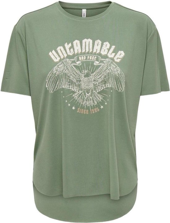 Only T-shirt Onlfree Life S/s Print Top Box Jrs 15325533 Hedge Green/untamable Dames Maat - S