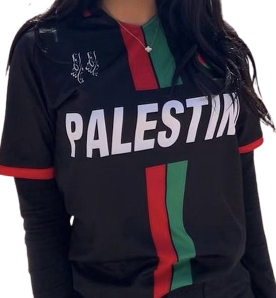 Palestina Voetbal T-shirt Unisex Zwart Maat S