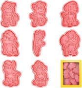 Paw Dog Patrol koekjessnijder, uitsteekvormen voor kinderen, koekjessnijder, bakvormset voor gebak, sugarcraft, doe-het-zelf, taartdecoratie, chocoladevorm, koekje (roze)
