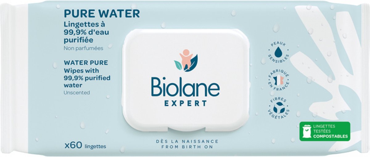Goedkoopste Biolane Expert Puur Water Doekjes Verpakking van 3 x 60 Doekjes