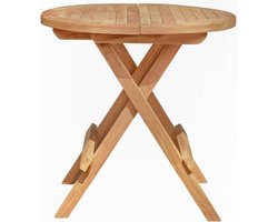 Teakea - Rond Teakhouten Klaptafeltje Ø50 cm - Inklapbaar & Vouwbaar Tuintafeltje - Massief Teak