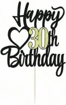taart topper - verjaardag - 30 jaar - Happy Birthday - decoratie - versiering - Goud - Zwart