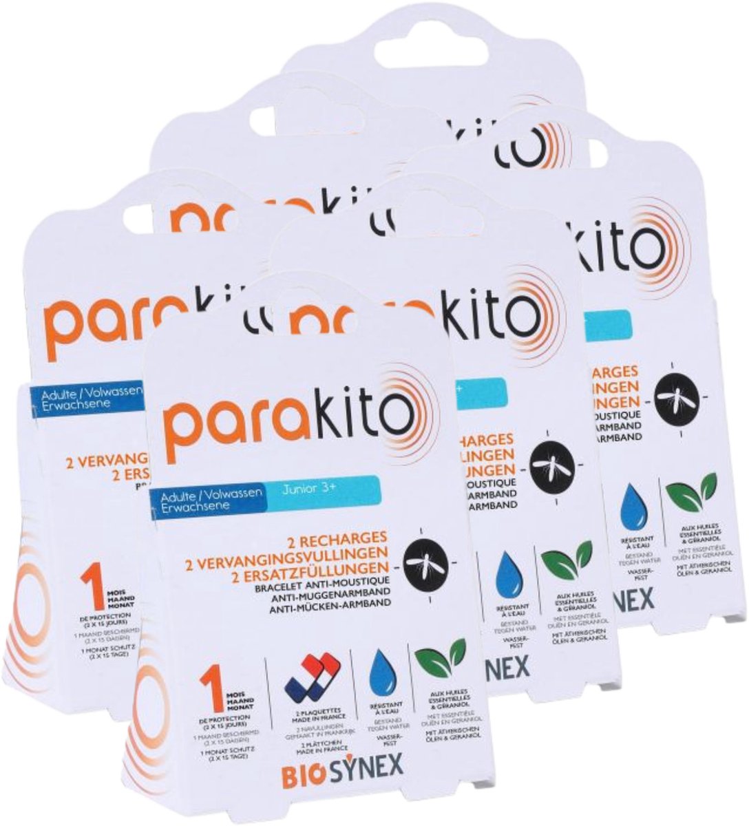 Goedkoopste Parakito Pack 12 Navullingen - Anti-muggen armband - Doeltreffende Bescherming - Herlaadbaar - Waterbestendig - Verstelbaar - 12 stuks