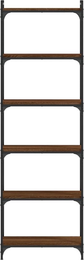 vidaXL - Boekenkast - 6-laags - 60x30x188 - cm - bewerkt - hout - bruin - eikenkleur
