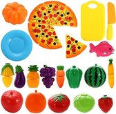 24 stuks Fantasiespeelgoed Kunststof keuken Snijden Groenten en fruit Pizza Spelen Voedselset voor Educatief Puzzelontwikkeling Leren Speelgoed