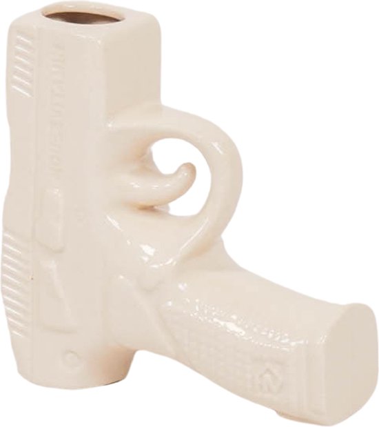 Housevitamin Pistool Vaas - Design Eyecather - 12x5x12cm Creme Wit