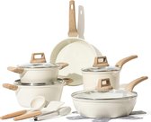 Keuken pannenset Pannenset 14-delig,Bestaande uit een pan van 24/28 cm,18/20/24 cm Kookpan Met deksel en Keukengerei,Niet giftig ,Compatibel met alle fornuizen