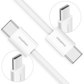 iMoshion Kabel - USB C naar USB C Kabel - 2 meter - 60W - Snellader & Datasynchronisatie - Oplaadkabel - Nylon - Wit