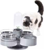 HiPet® Fontaine à eau Abreuvoir pour chat/chien automatique - 3 Abreuvoirs - Convient comme Alimentation et abreuvoir pour Chiens et Chats 3x. (380-580ml) - Grijs