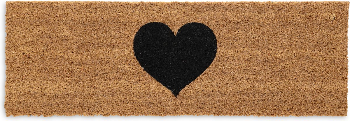 deurmat - met hart - 75 x 25 cm - antislip - langwerpig - binnen en buiten