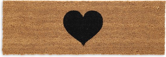 Relaxdays deurmat met hart - kokosmat - 75x25 cm - langwerpige voetmat - binnen & buiten
