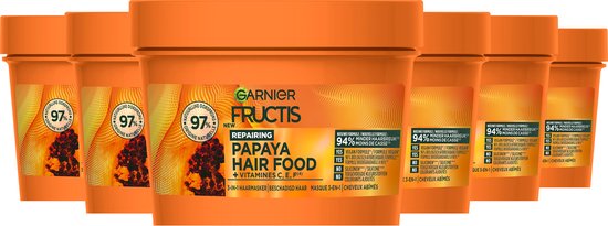 Garnier Fructis Hair Food Papaya 3in1 Hair Mask pour cheveux abîmés 6 pièces pack économique