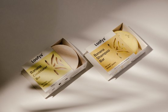 Loofys Shampoo Bar Soap Bar Banana – Vet Haar – Plasticvrij Haar – Vegan – Natuurlijke Shampoo tegen Vet Haar – 60g