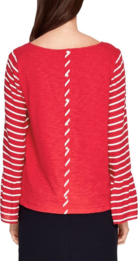 S'Oliver Women-Rood t-shirt met witte strepen--33H4 tango red-Maat 42
