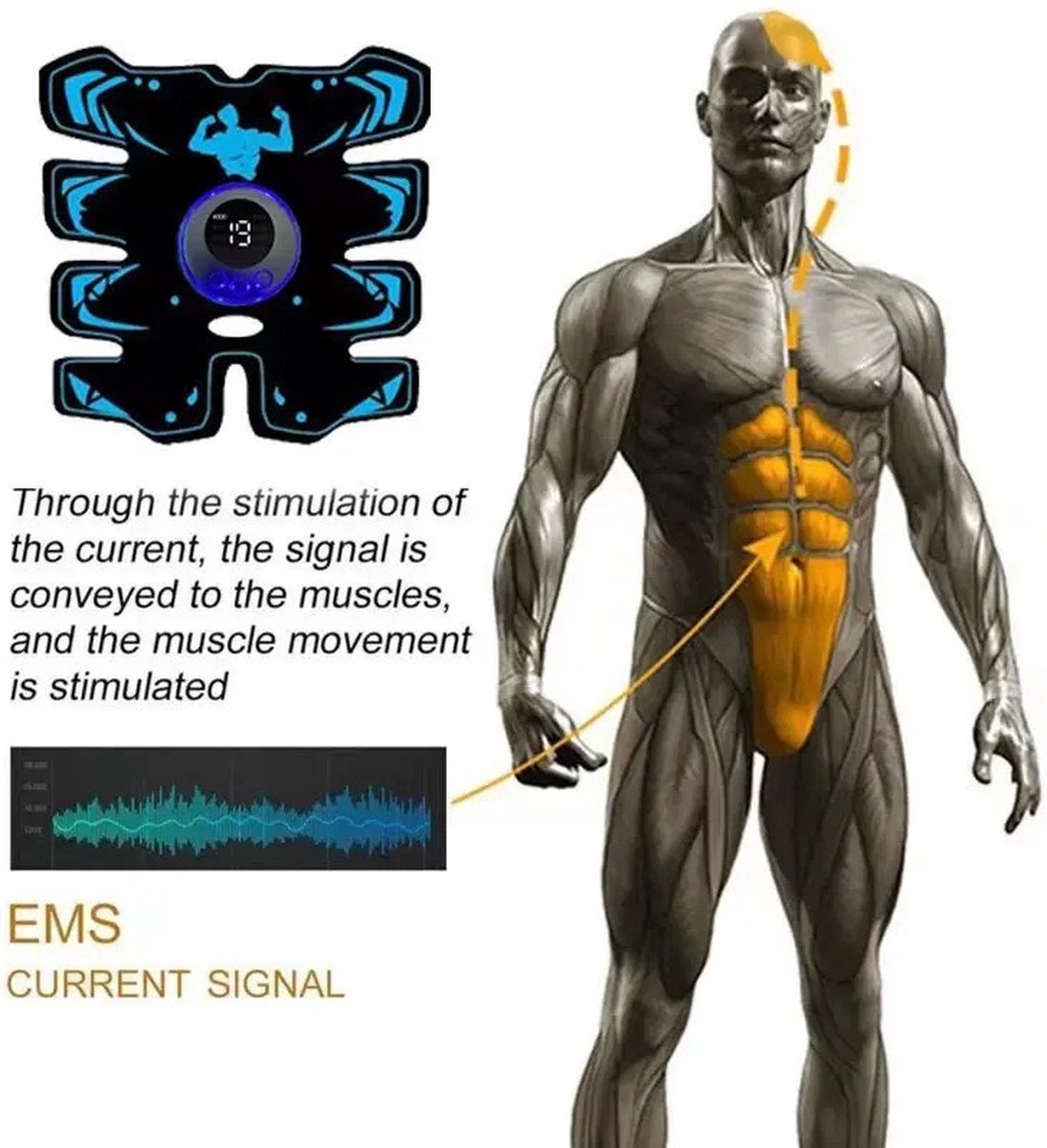 EMS Stimulateur D'entraînement Physique Intelligent pour Muscles, Stimulateur Abdominal Portable, Ceinture de Tonification Électronique pour Bureau et Extérieur