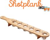 Shotplank + 6 Shotglaasjes - Shotset - Houten Shotplank - Shotglazen - Shotglas - Borrelglas