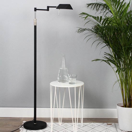 Functionele LED leeslamp Mexlite | 1 lichts | zwart | metaal | in hoogte verstelbaar tot 146 cm | woonkamer lamp | modern / functioneel design