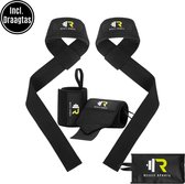 ReyFit Sports 2x Lifting Straps & 2x Wrist Wraps Bundel | Fitness Accessoires | Krachttraining | Crossfit | Zwart