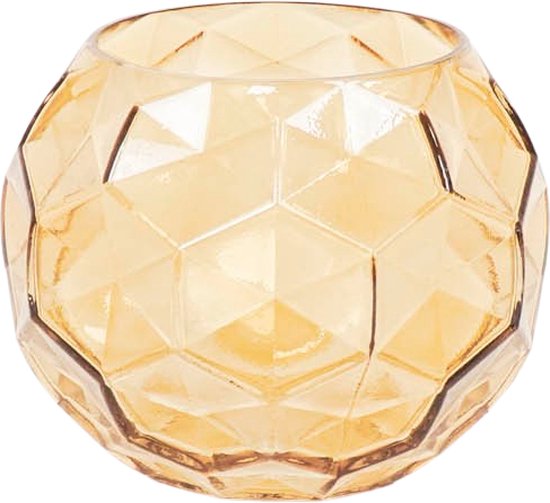 Housevitamin Patroon Vaas - Amberkleurig glas - 17x14cm