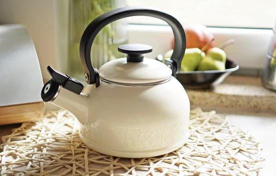 Bouilloire à thé Stellar - Bouilloire à thé rétro - Bouilloire sifflante - Petite bouilloire crème - Bouilloire sifflante Design - Avec sifflet - Sans nickel - Couleur crème