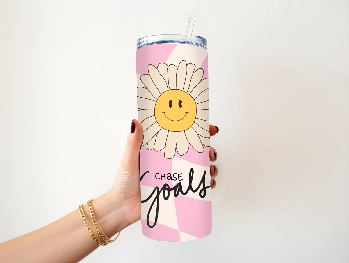 KadoDash - Thermosbeker - Tumbler - rietjesbeker - waterfles - Chase Goals - positief