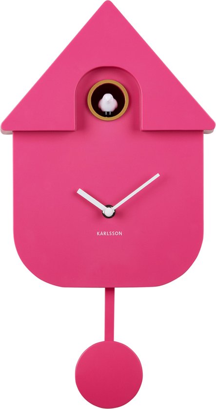 Karlsson Wandklok Modern Cuckoo - Roze - 8.5x21.5x41cm - Wandklok Scandinavisch