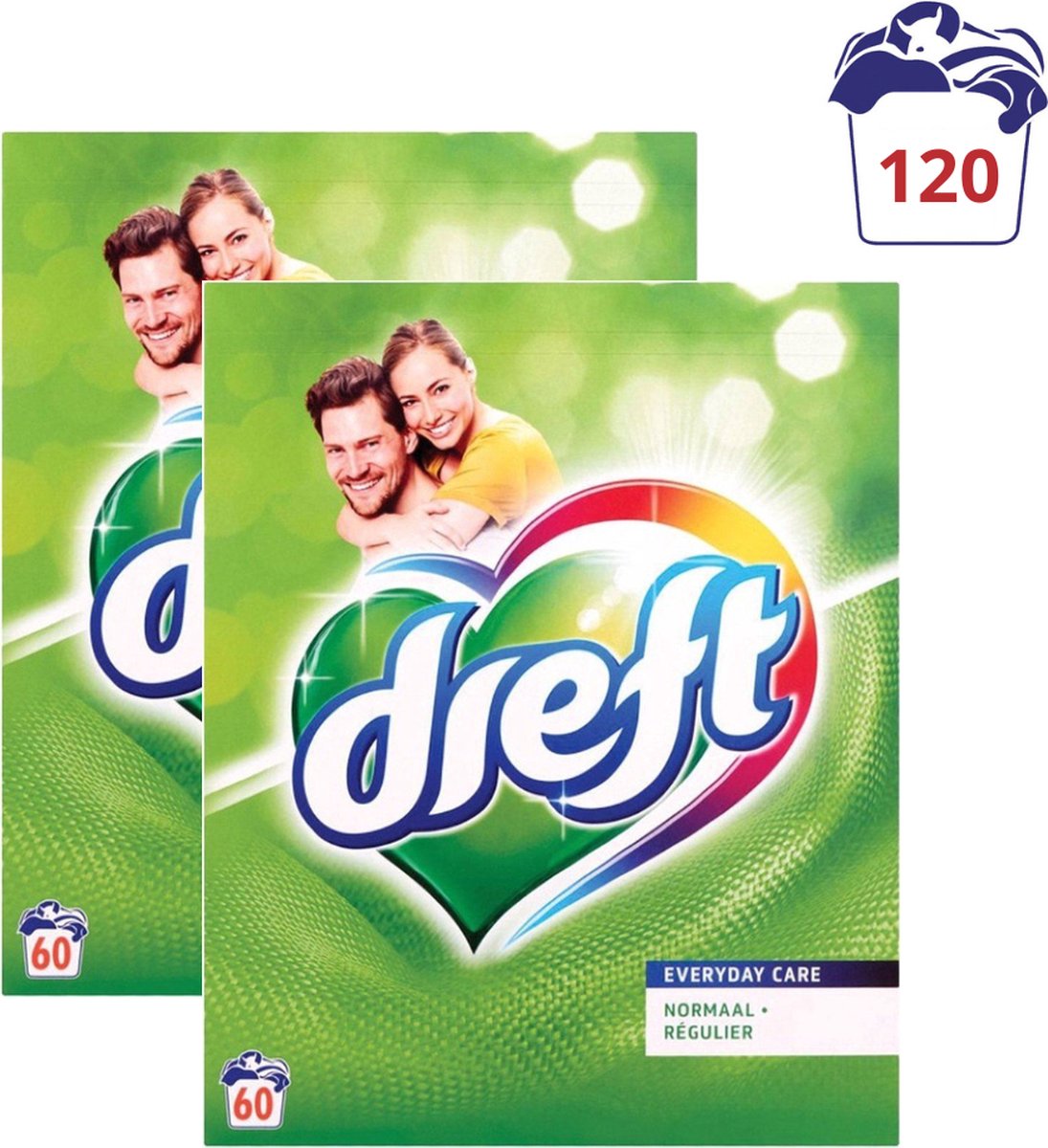 Goedkoopste Dreft Everyday Care Original waspoeder - 120 wasbeurten (2 x 60 wasbeurten - 2 x 3.9KG