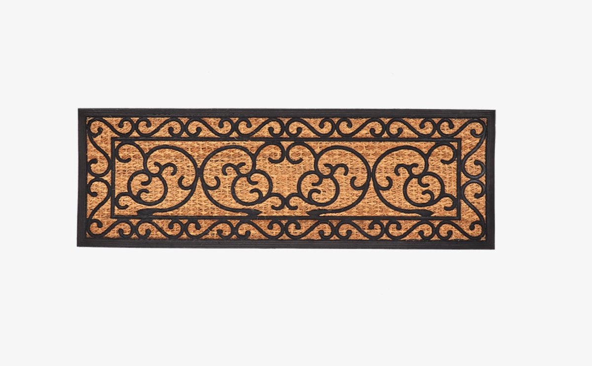 Esschert Design Deurmat Rubber / Kokos Victoriaanse Stijl - 120 x 40 cm bruin met zwart XL