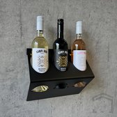 Wijnrek voor aan de Muur – 3 Flessen – Staal – Zwart Gecoat | Wijnfleshouder | Stijlvol & Ruimtebesparend