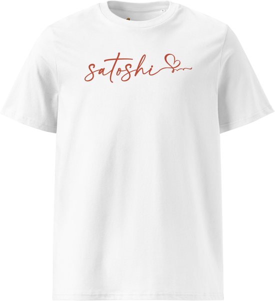 Satoshi Love - Bitcoin T-shirt - Unisex - 100% Biologisch Katoen - Kleur Wit - Maat 2XL | Bitcoin cadeau| Crypto cadeau| Bitcoin T-shirt| Crypto T-shirt| Crypto Shirt| Bitcoin Shirt| Bitcoin Merch| Crypto Merch| Bitcoin Kleding