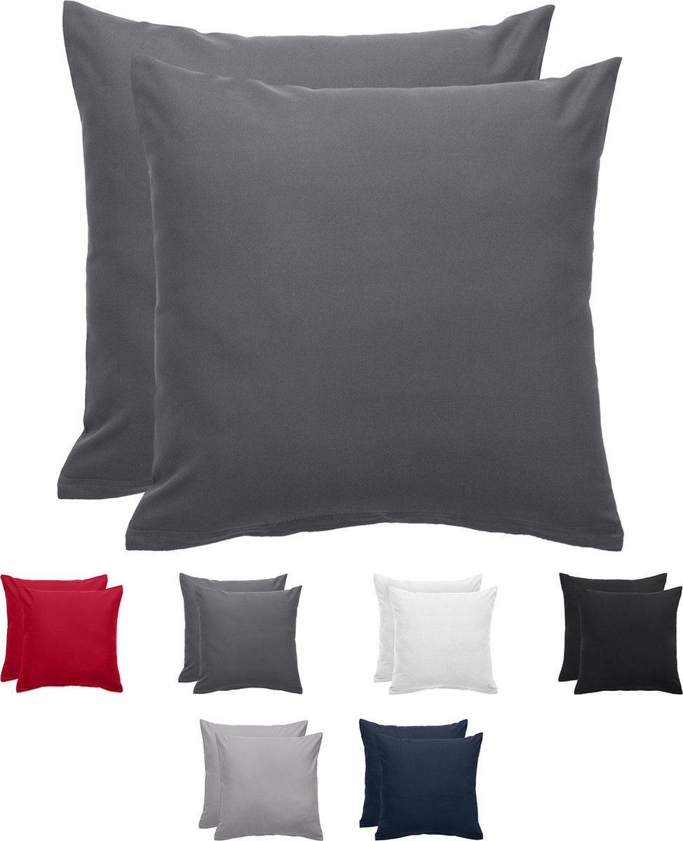 Komfortec Set van 2 Premium Kussenslopen 40x40 cm - Superzachte Kussenhoes – 100% - Geborsteld Mikrovezel 90g/m² - Antraciet