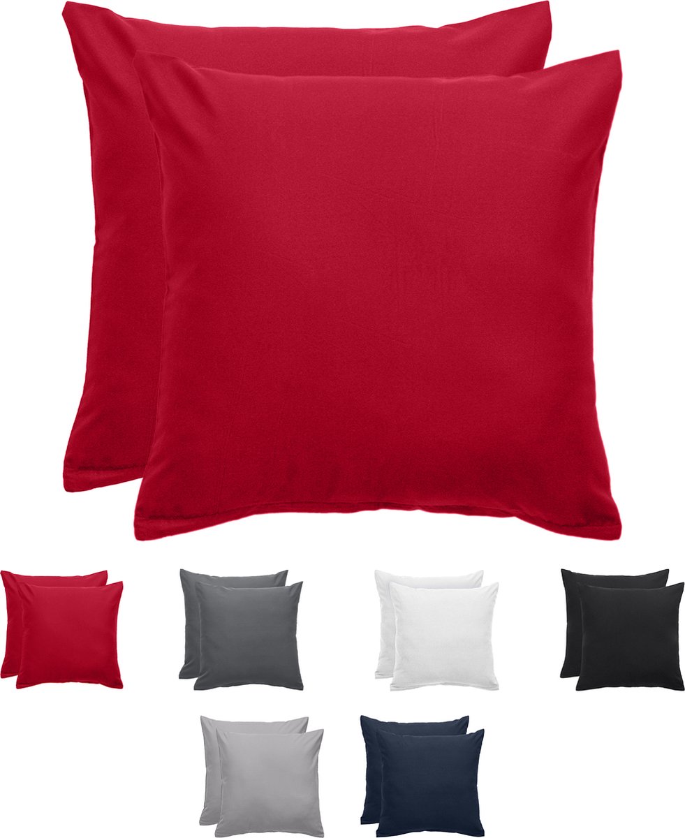 Komfortec Set van 2 Premium Kussenslopen 40x40 cm - Superzachte Kussenhoes – 100% - Geborsteld Mikrovezel 90g/m² - Rood