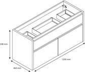 Allibert Aston Wastafelonderbouw 120cm Met Dubbele Sifon-uitsparing Eik Arlington