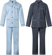 Gentlemen - 2 heren pyjama poplin katoen - blue en navy - maat 52 - VADERDAG CADEAU