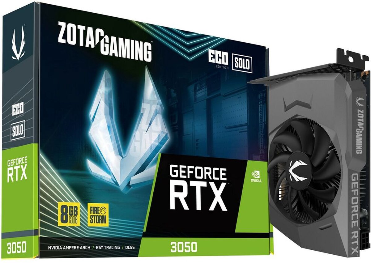 ZOTAC GeForce RTX 3050 ECO SOLO grafische kaart 3x DisplayPort, 2x HDMI 2.1