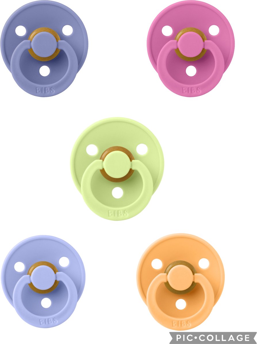 Goedkoopste Bibs fopspeen 6-18 maanden set 5 stuks Bubblegum,Hush,Matcha,Peri en Sunkissed maat 2