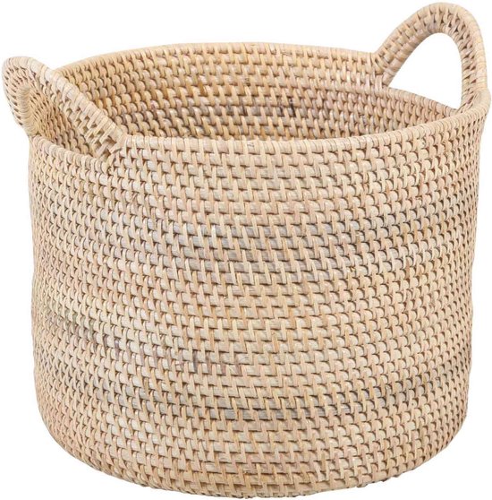 Open Rotan Mand Leder - Sweet Living Shop