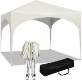 Partytent - Pop-Up Paviljoen - Waterdicht - Inklapbaar - Met Halve Cirkel Dak - Outdoor - Extra stevig - Met draagtas - 3x3 meter - Wit