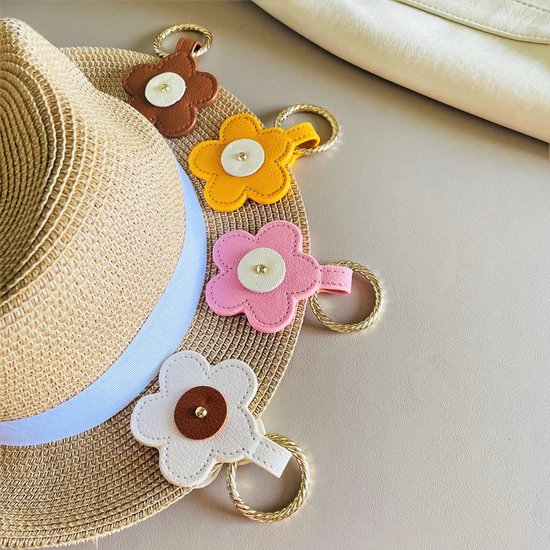 Pinces à chapeaux pour voyage, sacs, sacs à dos, sacs fourre-tout, valises, pinces à chapeau en cuir en forme de fleur, accessoires porte-clés pour chapeaux Rooz