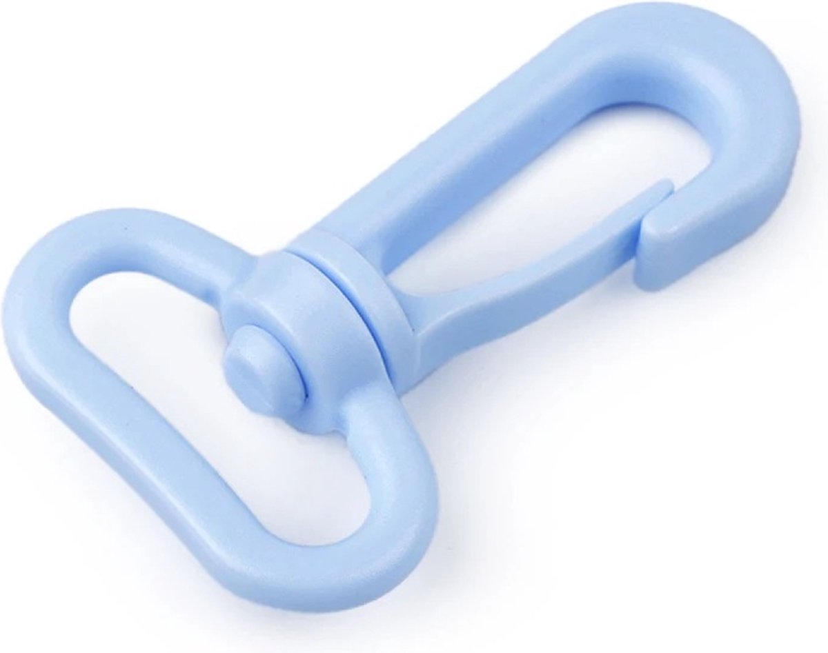 4x musketonhaak pastel kunststof - musketonhaken licht baby blauw - draaibare karabijnhaken voor tas of sleutelring/keycord - 26mm