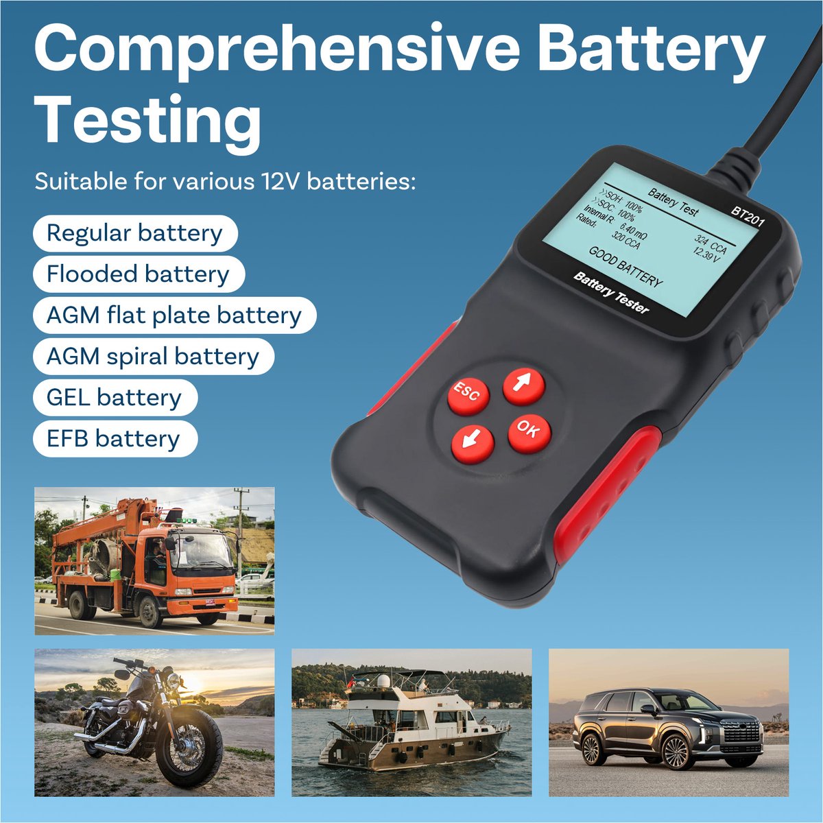 MMOBIEL Autoaccutester - 12V Digitale Auto Batterij Analyzer thumbnail 2