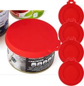CHPN - Couvercles en Siliconen - Couvercle - 4 pièces - Couvercle hermétique - Fermer la boîte - Rouge - Boîtes faciles à fermer - Consservation alimentaire - Durée de conservation plus longue