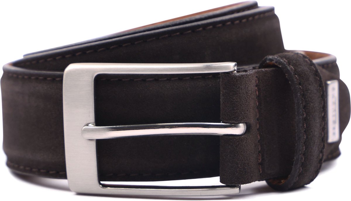 Profuomo Riem Suede Donkerbruin - Maat 95 - Heren - Riem formeel