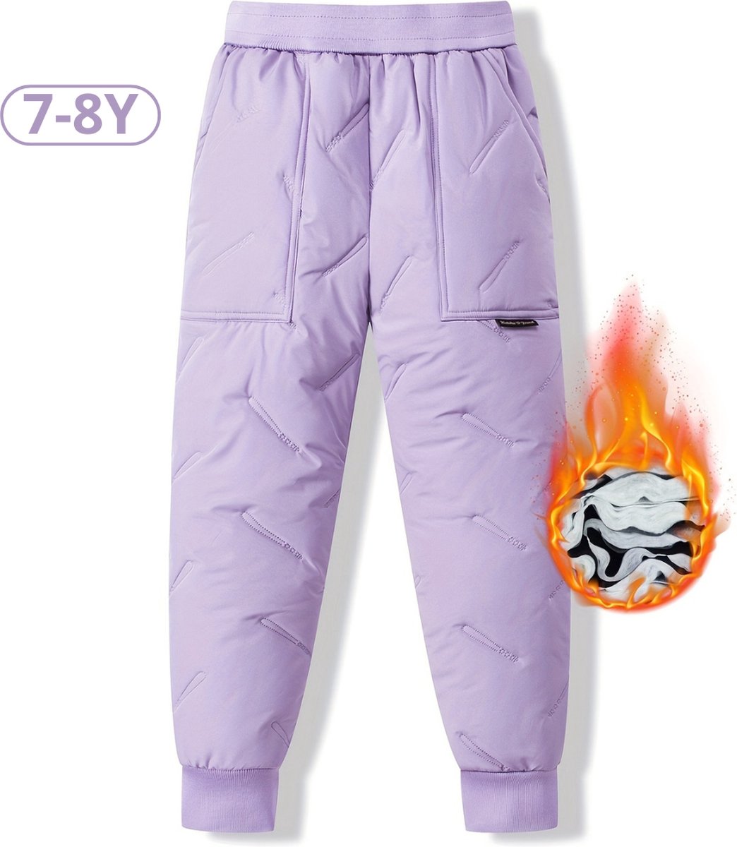 Nivard Skibroek Skipak Snowboard Broek Winterbroek Sneeuwbroek Kinderen Meisjes Wintersport – 7 tot 8 Jaar Paars
