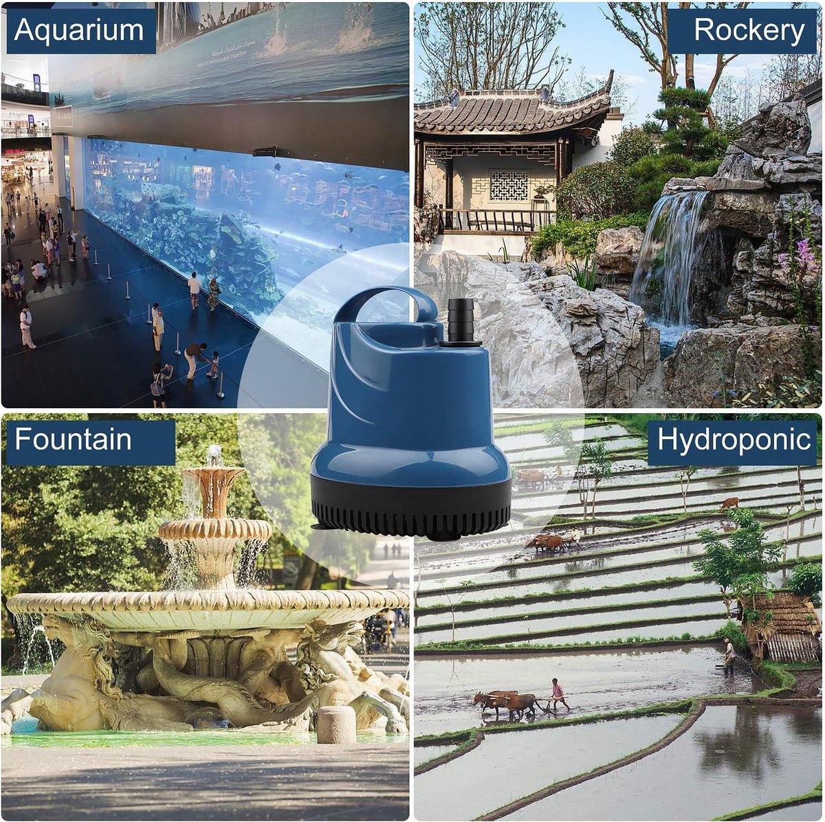 DBREAKS Aquarium-dompelpomp, 15 W, 1000 l/u, 3 sproeiers voor aquaria en vijvers