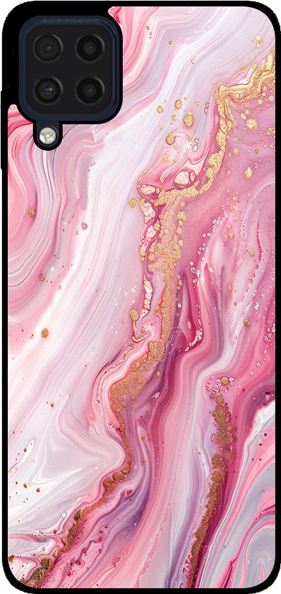 Smartphonica Telefoonhoesje Geschikt voor Samsung Galaxy M32 4G met marmer opdruk - TPU backcover case marble design - Roze geschikt voor Samsung Galaxy M32 4G