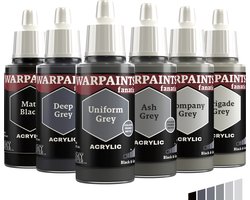 The Army Painter, Warpaints Fanatic Flexible Triad: Black & Greys, 6 x 18 ml Acrylic Paint, Miniature Hobby Painting, Quality Paint for Miniature Wargaming