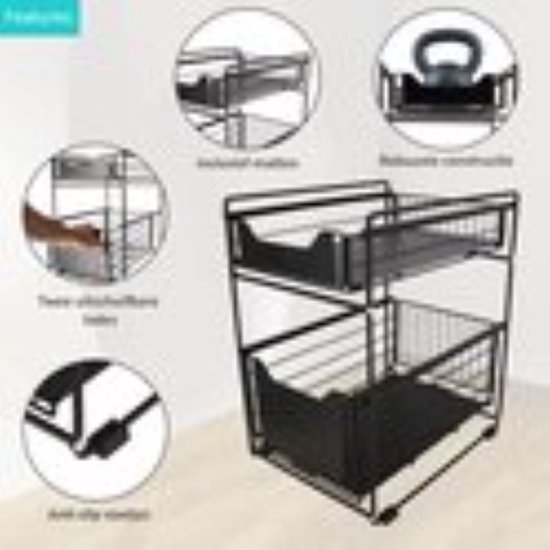 Opbergrek Onder De Gootsteen Met 2 Niveaus - Keuken Opslag Schuiforganizer Voor Kast En Badkamer Koolstofstaal Opbergrek Onder De Gootsteen Met 2 Niveaus - Keuken Opslag Schuiforganizer Voor Kast En Badkamer Koolstofstaal