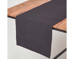 Homescapes tafelloper gemaakt van 100% katoen, zwart