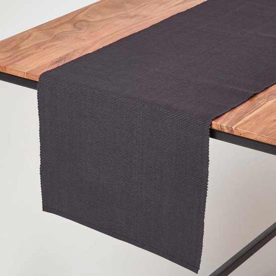 DII Woven Basics Collectie 100% Katoen Gebreide Tafelloper, 15x108, Grijs